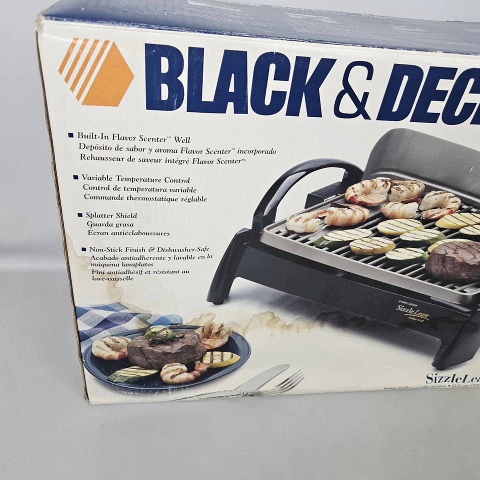 Parrilla eléctrica interior vintage Black And Decker SizzleLean IG160 NUEVA LEER Foto 3 de 4