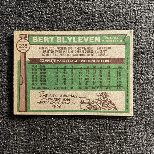 Tarjeta de béisbol Hof 1976 Topps Bert Blyleven firmada/autografiada - Imagen 3 de 3