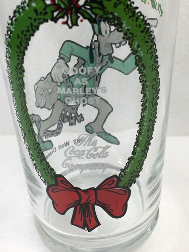 VINTAGE 1982 DISNEY MICKEY'S CHRISTMAS CAROL "GOOFY AS MARLEYS GHOST" GLASS - Picture 5 of 8