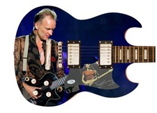 Sting Signed Autographed Custom Photo Graphics Guitar ACOA