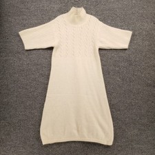 Just Point Sweater Dress Womens S Small Beige Short Sleeve Wool Blend Mock Neck