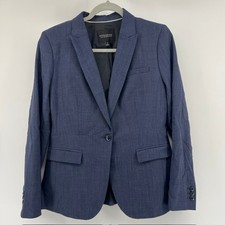 Banana Republic Long and Lean Blazer Womens 6 Blue Wool Blend OfficeProfessional