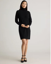 NEW Quince Mongolian Cashmere Turtleneck Mini Dress Black Small