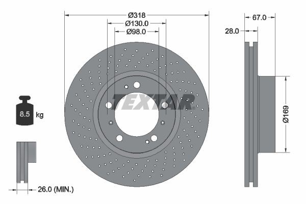 2X Bremsscheibe Vorne Links Textar 92099905 FÜR Porsche Scheibenbremse-image