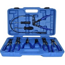 Image of Hose Clamp Pliers Kit Swivel Jaw, Flat & Angled Band Clip Removal Tool 9Pc
