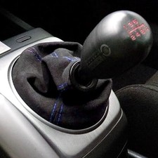 Topline For Scion Mtat Shifter Shift Boot Gear Cover - Black Suede Blue Stitch