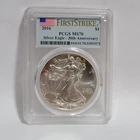 2016 $1 American Silver Eagle PCGS MS70 First Strike 30th Anniversary Toning