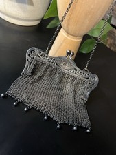 Antique Art Noveau German Silver Soldered Mesh 1910 Handbag