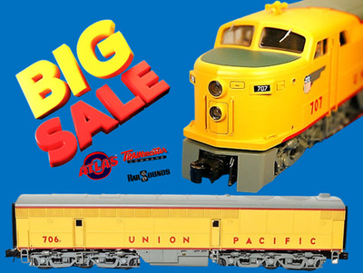 ATLAS O GAUGE 1230-1 U.P. ERIE BUILT FM A DUAL-PWRD & 1233 B UNIT NON-PW EX COND