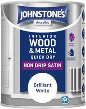 Johnstone'S - Wood & Metal Paint - Satin Finish - Brilliant White - 750Ml - Wate
