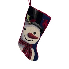 Handmade Snowman Christmas Stocking Cardinal Holly Bell Accent