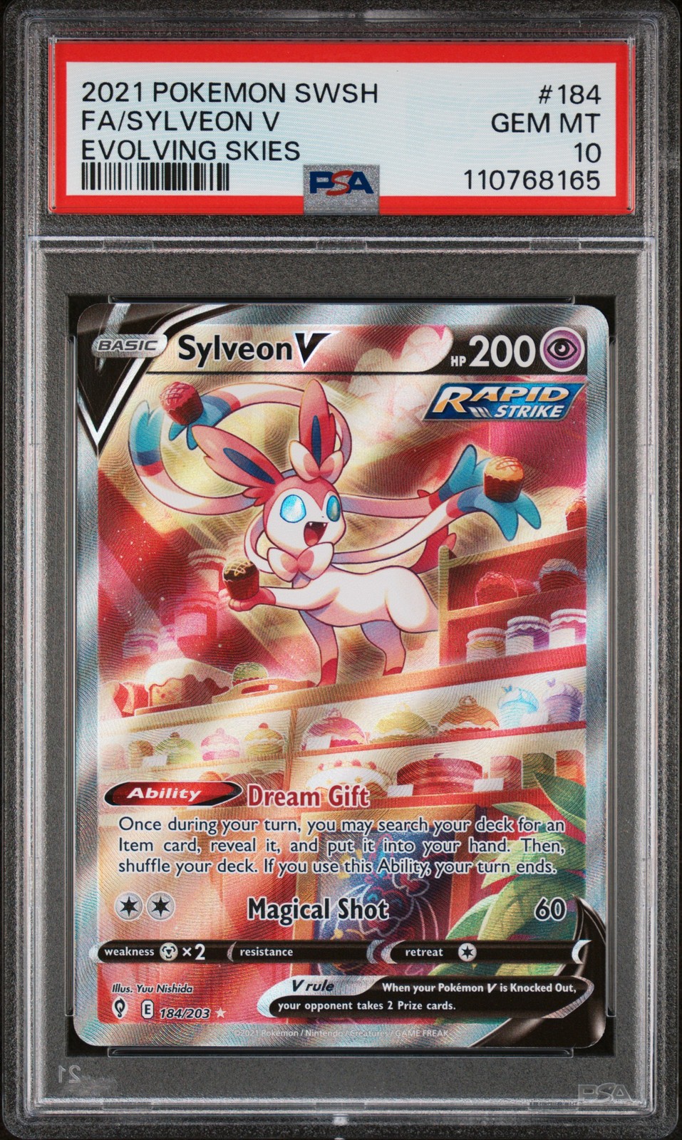 2021 POKEMON SWORD & SHIELD EVOLVING SKIES #184 FULL ART/SYLVEON V PSA 10