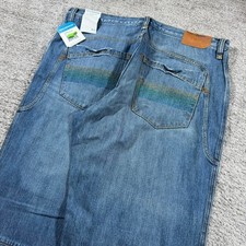 NWT Baggy Wide Leg Y2K 2000 s RocaWear Embroidered Rasta Skater Denim Jeans
