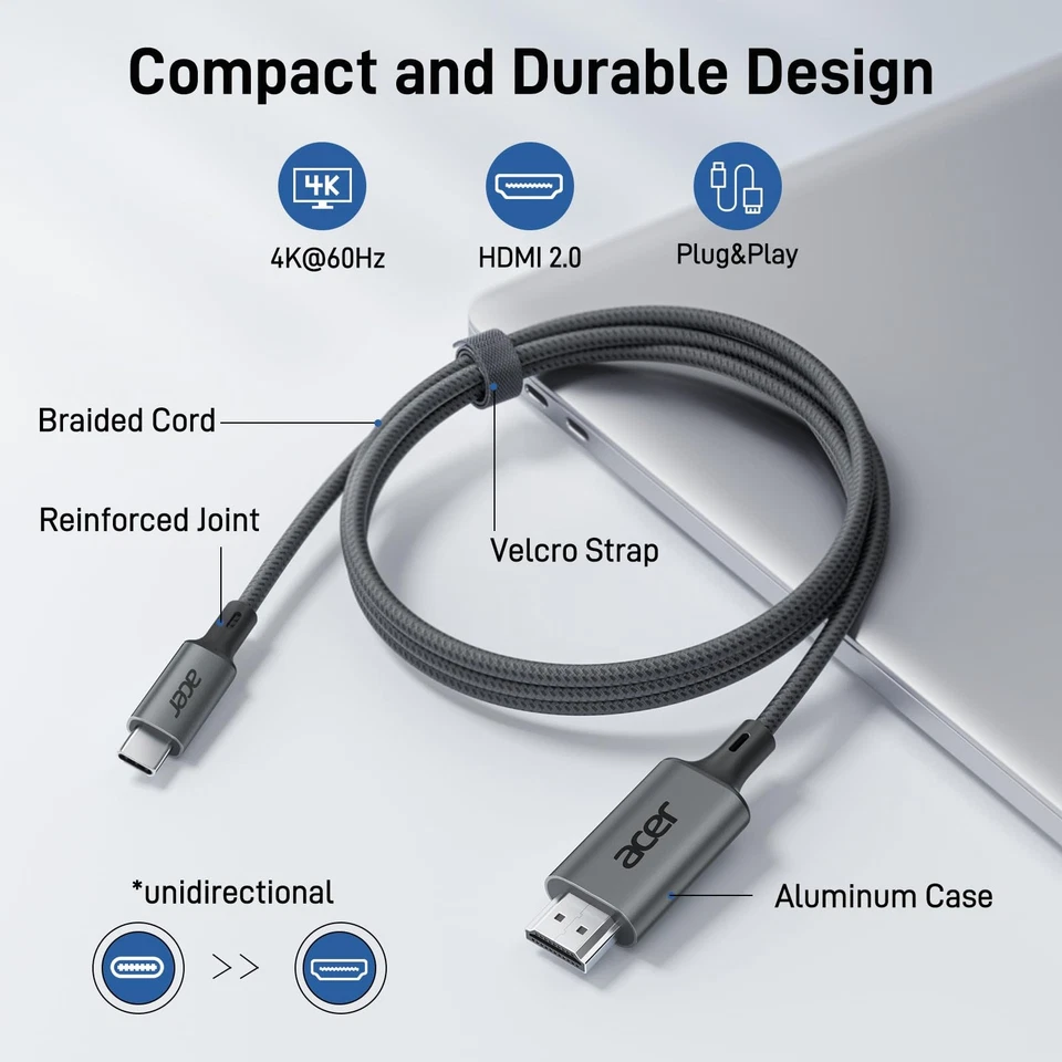 USB C to HDMI Cable for Home Office 6.6FT (4K@60Hz), High-Speed Type C to HDM... - Image 4 of 4