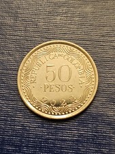 2022  COLOMBIA 50 PESOS WORLD COIN  BEAR UNC HIGH SHARP DETAIL FREE SHIP