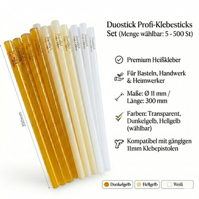 Duostick Heißklebesticks 11mm x 300mm Extra Lang Klebepatronen für Pistole