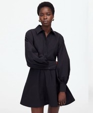 NWT Madewell Seamed Long Sleeve Mini Shirt Dress, Cotton Poplin - size 6