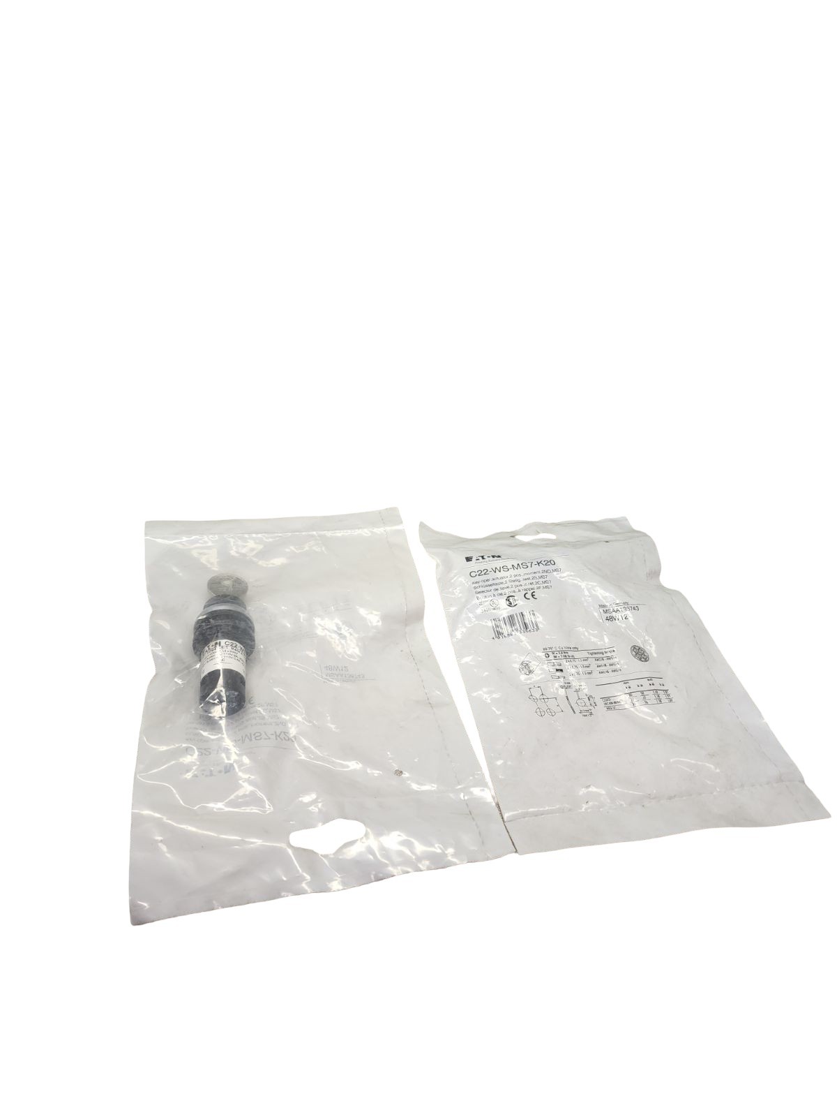 Eaton C22‑WS‑MS7‑K20 Compact Selector Switch 22.5mm 2NO Key Operated Pack of 2