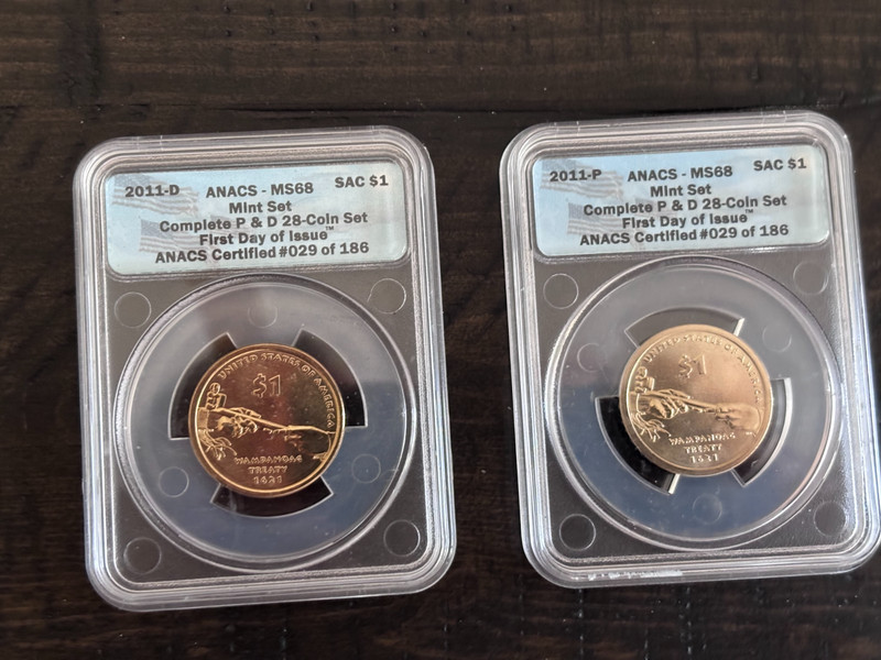 FIRST DAY of ISSUE 2011 P & D Sacagawea $1 ANACS MS-68 - Certified #029 of 186