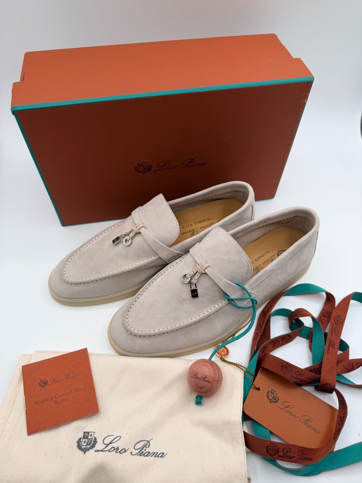 Loro Piana Summer Charm Walk Women’s EU 39 Pearl Grey Loafer Shoes