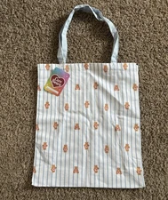 Care Bear Canvas Tote Bag New with Tags Cream and Blue Striped w Heart Care Bear