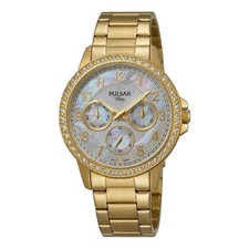 Image of Pulsar Ladies Multi Dial PVD Gold Plated Bracelet Dress Watch PP6094X1
