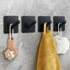 Heavy Duty Bath Towel Hooks 4 Pack Self Adhesive Stainless Steel Wall Hooks Bl