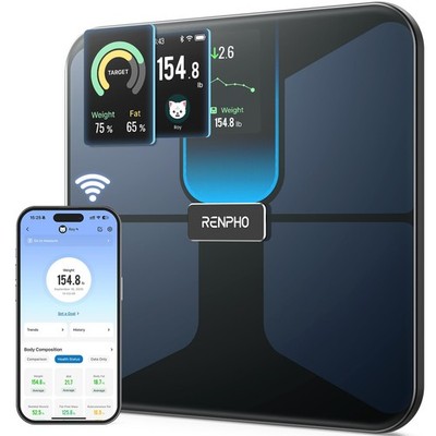 Scale with BMI, Body Fat, Muscle Mass, Smart Scale for Body Weight, Wi-Fi & B...