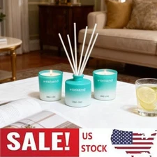 Weekend Home Fragrance Kit Scented Candle Set with Reed Diffuser Gift New US