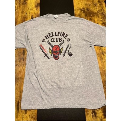 Stranger Things Hellfire Club Tee Jerzees Dri-Power Gray Large
