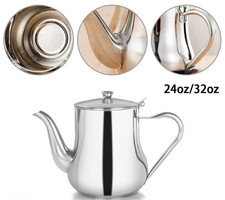 Stainless Steel Metal Teapot Cafe Tea Coffee Drink Restaurant Kitchen Flip Lids