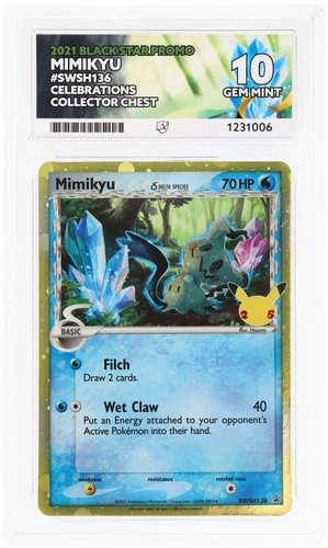 Mimikyu Holo ACE 10 GEM MINT PERFECT SUBS Black Star Promo SWSH136 Celebrations
