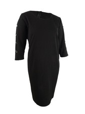 NY Collection Women's Plus Size Ruched Dress (3X, Black) 704976395930