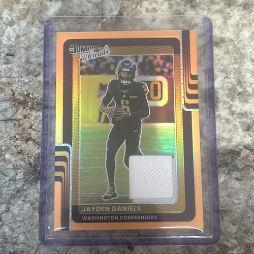 Jayden Daniels THE #1 OF /49 Threads Patch Neon Orange Prizm 2025 Panini Donruss