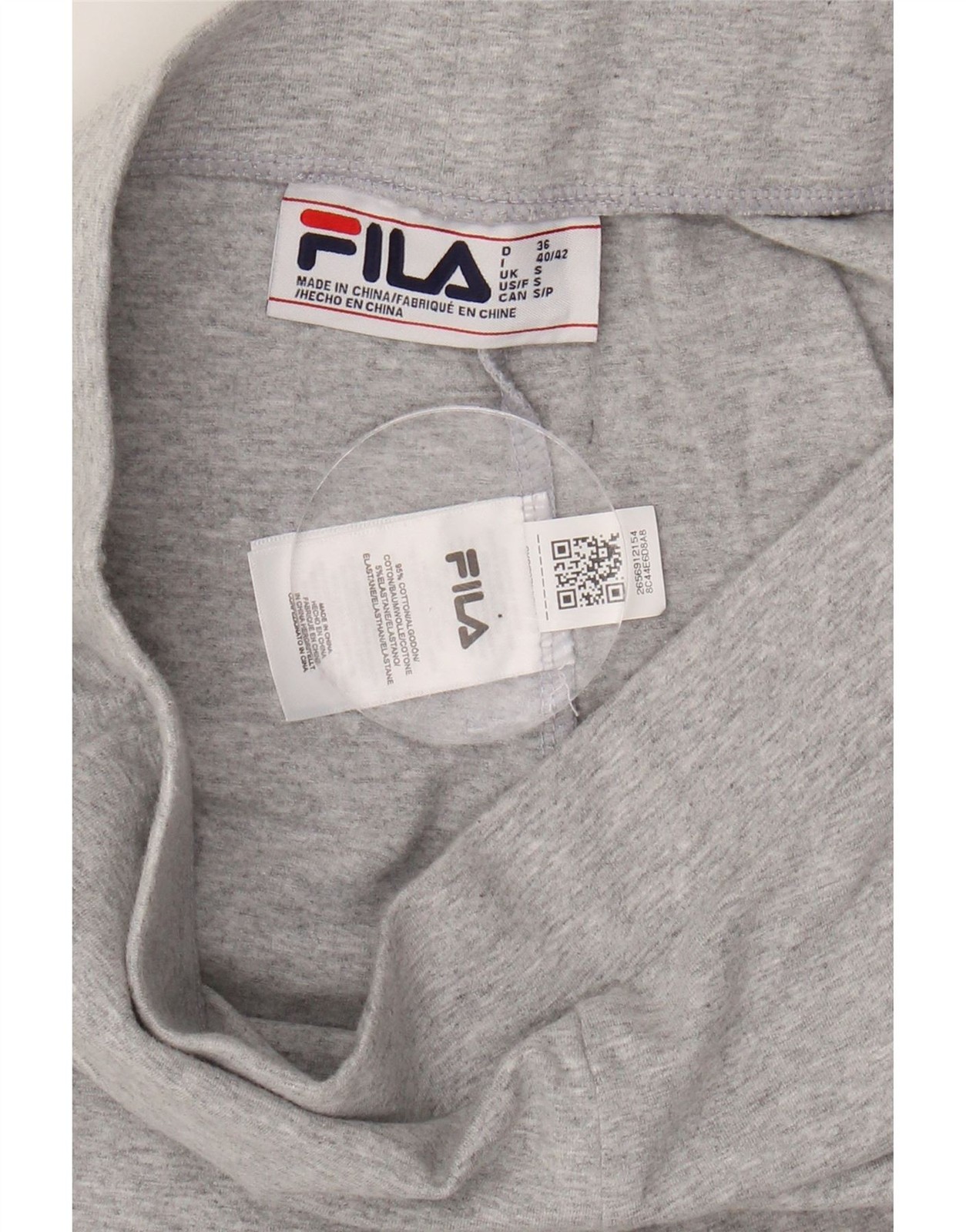 FILA Leggings Donna UK 10 Small Grigio Colorblock Cotone OY06