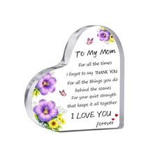 Mom Gifts - Heart Shaped Acrylic Block for Mom - Mother's Day, 3.9" Small
