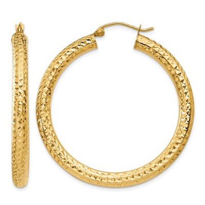 Creolen Damen 10 Karat Gold 4 mm Diamantschliff