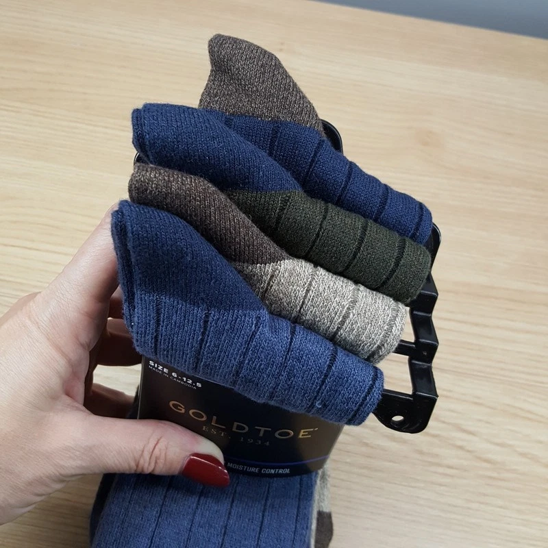 Paquete de 4 calcetines de vestir GOLD TOE para hombre azul tostado verde punta reforzada acanalada Foto 2 de 4