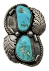 Vintage Navajo Sterling Silver 2 Stone Blue Turquoise Ring Size 7