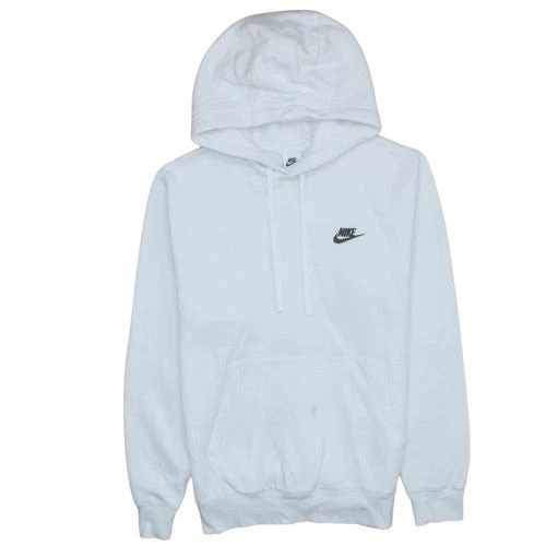 Nike Women White Small Pullover Hoodie Sweatshirt Cotton Blend
