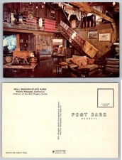 Will Rogers State Park Home Interior Postcard Pacific Palisades CA 1978