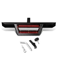 Fit 2" Tow Trailer Receiver Black Hitch Step Bar Bumper Guard w/LED Brake Light