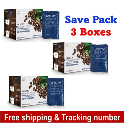 3x UNICITY BIO REISHI Instant Coffee Beverage Cholesterol Free Fat Burn Diet