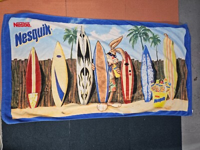 Nestle Nesquik Bunny Beach Towel Surfboard 64''x33'' Rabbit Vintage U8c