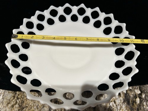Westmoreland Milk Glass Doric Open Lace Fruit Bowl Round Vintage 11.75” Diameter - Picture 7 of 10