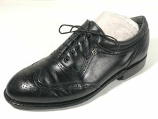 FootJoy Classics Mens 9.5 E Vintage Black Leather Wingtip Golf Shoes Made In USA