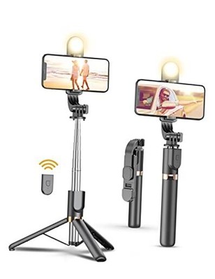 Selfie Stick Tripod with Wireless Remote, 46'' Cellphone Selfie Stick Tripod 