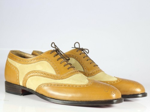 Men's Bespoke Tan Leather Beige Suede 
