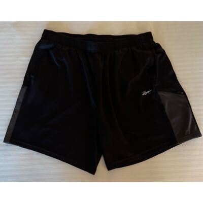 Reebok Men's Shorts Elastic Waiste Black with Gray Mesh Zip Pocet XL/XG NWOT