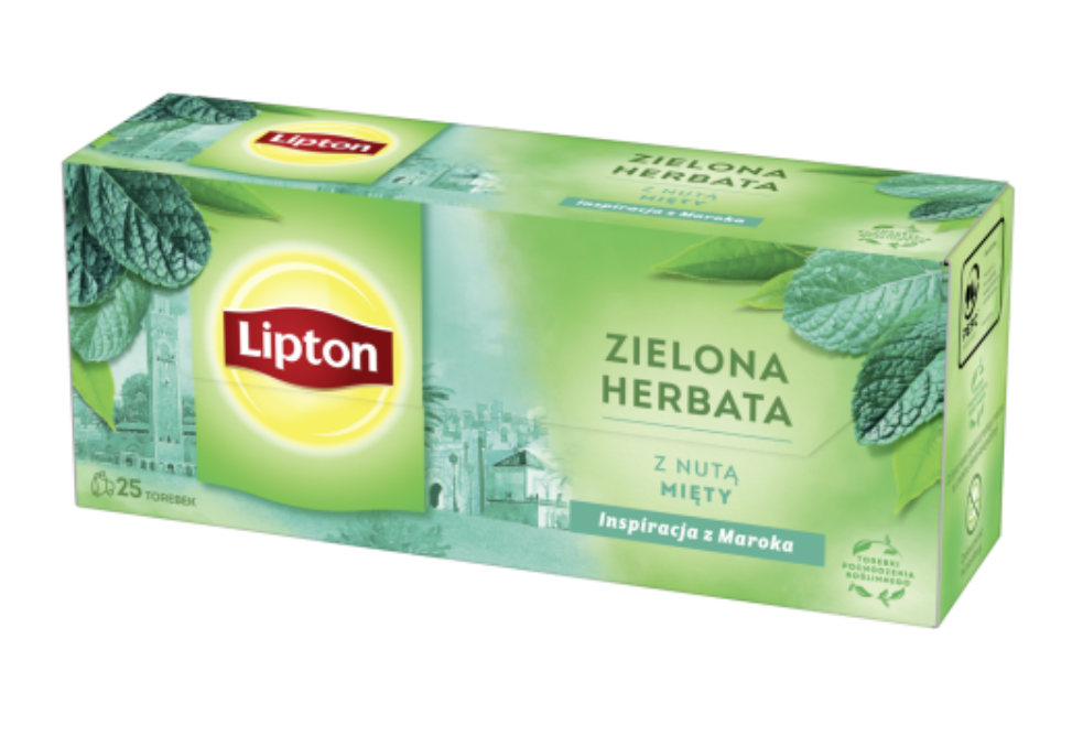 GREEN LIPTON HERBAL TEA - 25 TEA BAGS - HERBS OF THE WORLD - MINT